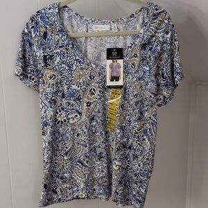 Rafaella Multicolor Paisley Short Sleeve Top